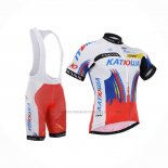 2015 Abbigliamento Ciclismo Katusha Bianco Rosso Manica Corta e Salopette