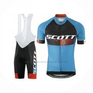2016 Abbigliamento Ciclismo Scott Blu Arancione Manica Corta e Salopette