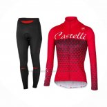 2017 Abbigliamento Ciclismo Donne Castelli Rosso Manica Lunga e Salopette