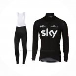 2017 Abbigliamento Ciclismo Sky Scuro Nero Manica Lunga e Salopette