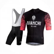 2019 Abbigliamento Ciclismo Bianchi Milano Conca Nero Rosso Manica Corta e Salopette