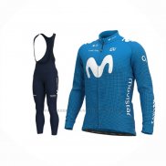 2020 Abbigliamento Ciclismo Movistar Blu Manica Lunga e Salopette