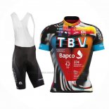 2021 Abbigliamento Ciclismo Bahrain Victorious Nero Arancione Manica Corta e Salopette