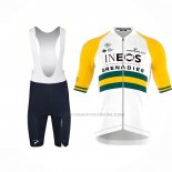 2023 Abbigliamento Ciclismo Ineos Grenadiers Giallo Manica Corta e Salopette