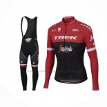 2017 Abbigliamento Ciclismo Trek Segafredo Rosso Nero Manica Lunga e Salopette