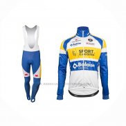 2018 Abbigliamento Ciclismo Sport Vlaanderen-Baloise Blu Bianco Giallo Manica Lunga e Salopette