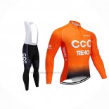 2019 Abbigliamento Ciclismo CCC Arancione Manica Lunga e Salopette