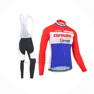 2019 Abbigliamento Ciclismo Corendon Circus Rosso Bianco Blu Manica Lunga e Salopette