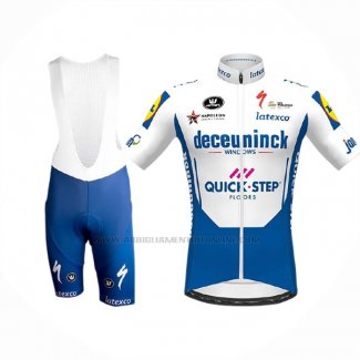 2020 Abbigliamento Ciclismo Deceuninck Quick Step Bianco Blu Manica Corta e Salopette