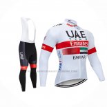 2020 Abbigliamento Ciclismo UAE Bianco Rosso Manica Lunga e Salopette
