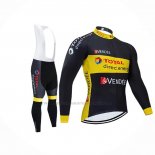 2021 Abbigliamento Ciclismo Direct Energie Nero Giallo Manica Lunga e Salopette