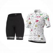 2022 Abbigliamento Ciclismo Donne ALE Bianco Multicolore Manica Corta e Salopette