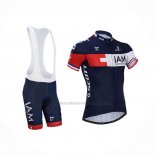 2015 Abbigliamento Ciclismo IAM Blu Manica Corta e Salopette