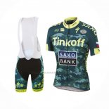 2016 Abbigliamento Ciclismo Tinkoff Saxo Bank Giallo Verde Manica Corta e Salopette