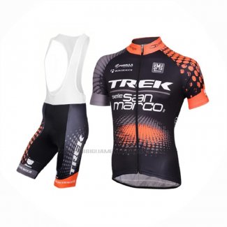2016 Abbigliamento Ciclismo Trek Selle San Marco Nero Arancione Manica Corta e Salopette