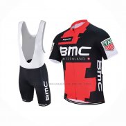 2017 Abbigliamento Ciclismo BMC Rosso Nero Manica Corta e Salopette