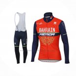 2017 Abbigliamento Ciclismo Bahrain Merida Rosso Manica Lunga e Salopette