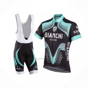 2017 Abbigliamento Ciclismo Bianchi Milano Nero Verde Manica Corta e Salopette