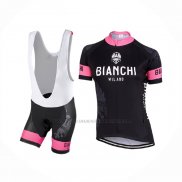 2017 Abbigliamento Ciclismo Donne Bianchi Nero Rosa Manica Corta e Salopette