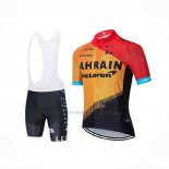 2020 Abbigliamento Ciclismo Bahrain Mclaren Rosso Arancione Nero Manica Corta e Salopette