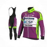 2020 Abbigliamento Ciclismo Bardiani Csf Faizane Viola Verde Manica Lunga e Salopette