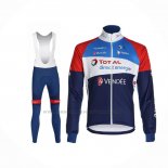 2020 Abbigliamento Ciclismo Direct Energie Scuro Blu Rosso Manica Lunga e Salopette
