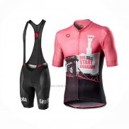 2020 Abbigliamento Ciclismo Giro d'Italia Bianco Nero Rosa Manica Corta e Salopette
