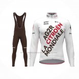 2021 Abbigliamento Ciclismo Ag2r La Mondiale Bianco Manica Lunga e Salopette