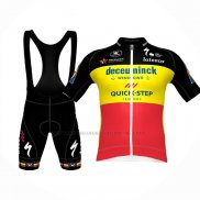 2021 Abbigliamento Ciclismo Deceuninck Quick Step Nero Giallo Rosso Manica Corta e Salopette