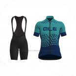 2021 Abbigliamento Ciclismo Donne ALE Spento Blu Verde Manica Corta e Salopette