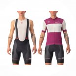 2022 Abbigliamento Ciclismo Giro d'Italia Bianco Viola Manica Corta e Salopette