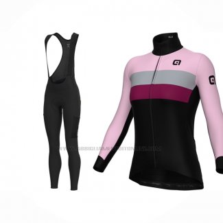 2023 Abbigliamento Ciclismo Donne ALE Nero Rosa Manica Lunga e Salopette