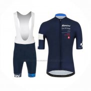 2019 Abbigliamento Ciclismo Tour de Suisse Spento Blu Bianco Manica Corta e Salopette