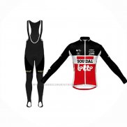 2020 Abbigliamento Ciclismo Lotto Soudal Nero Bianco Rosso Manica Lunga e Salopette