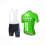 2020 Abbigliamento Ciclismo Sunweb Verde Bianco Manica Corta e Salopette