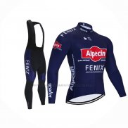 2021 Abbigliamento Ciclismo Alpecin Fenix Scuro Blu Manica Lunga e Salopette