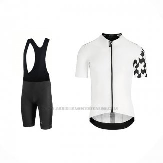 2021 Abbigliamento Ciclismo Assos Bianco Nero Manica Corta e Salopette
