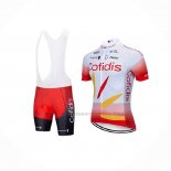2021 Abbigliamento Ciclismo Cofidis Bianco Rosso Manica Corta e Salopette