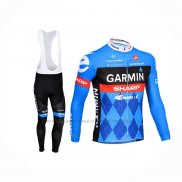 2013 Abbigliamento Ciclismo Garmin Sharp Blu Manica Lunga e Salopette