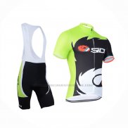 2014 Abbigliamento Ciclismo Castelli SIDI Nero Verde Manica Corta e Salopette