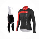 2015 Abbigliamento Ciclismo Castelli 3t Nero Rosso Manica Lunga e Salopette