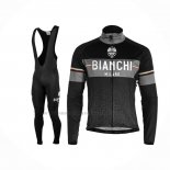 2019 Abbigliamento Ciclismo Bianchi Milano XD Nero Grigio Manica Lunga e Salopette