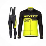 2019 Abbigliamento Ciclismo Scott Nero Giallo Manica Lunga e Salopette