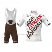 2021 Abbigliamento Ciclismo Ag2r La Mondiale Bianco Manica Corta e Salopette