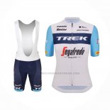 2023 Abbigliamento Ciclismo Donne Trek Bianco Azzurro Manica Corta e Salopette