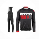 2016 Abbigliamento Ciclismo Scott Rosso Nero Manica Lunga e Salopette