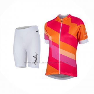 2017 Abbigliamento Ciclismo Donne Nalini Stripe Rosso Arancione Manica Corta e Salopette