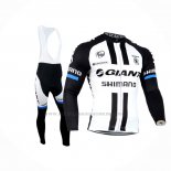 2014 Abbigliamento Ciclismo Giant Shimano Nero Bianco Manica Lunga e Salopette