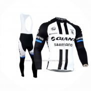2014 Abbigliamento Ciclismo Giant Shimano Nero Bianco Manica Lunga e Salopette