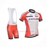 2014 Abbigliamento Ciclismo Katusha Bianco Rosso Manica Corta e Salopette